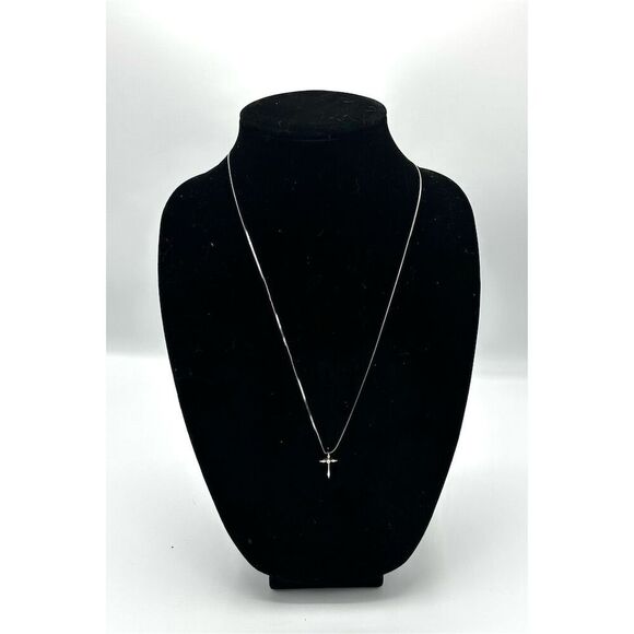 Unbranded Jewelry - Silver Toned Cross Pendant Necklace with Faux Pearl Accent